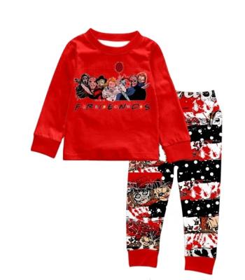 China Wholesale casual clothes long sleeves pajamas children's clothing drop boutique long pants friend print upper pajamas teens for sale