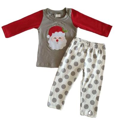 China Casual RTS Kids Fashion Red Color Father Christmas Popular Cute Cute Comfy Print Long Sleeve Long Pants Fall Children Pajamas for sale