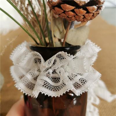 China Black and White Elastic Crimp Lace Stretch Lace Ruffle Lace Trim Fabric Chain Knitting DIY Clothing Accessories Korean Pleated Lace for sale