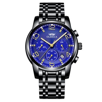 China Automatic Date OLMECA Luxury Brand Watches Men Fashion Sport Quartz Watch Full Steel Waterproof Man Clock Relogio Masculino for sale