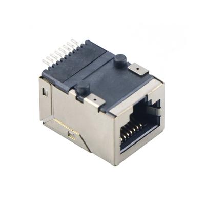 China Custom Left 8P8C PCB Smt Ethernet Rj45 Modular Connector Unshielded 1 x 1 PCB SMT RJ45 Network Jack for sale