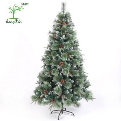 China 2020 Christmas Home Festival Decoration Artificial Frosted PE PVC Pine Needle Mixed Christmas Decoration Tree With Pinecone for sale