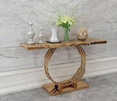 China Bling Gold Bling Gold Stainless Steel Console Table Contemporary Luxury Living Room Table for sale