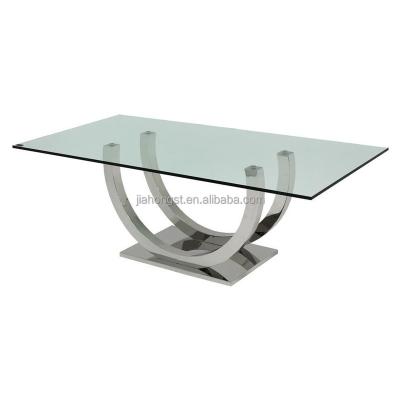 China Bling Gold Visionary Interior Design Luxury Bling Shiny Silver Stainless Steel Glass Dining Table for sale