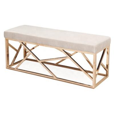 China Modern Luxury Gold Stainless Steel Bench Long Gold Plating Interior Design Stool for sale