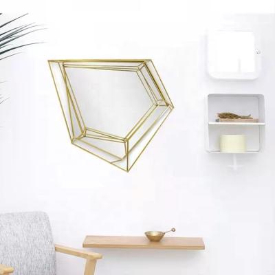 China Contemporary Glossy Mirror Visionary Hallway Foyer Gold Mirror Living Room Upholstered Decorative Mirror Wall Mirror for sale