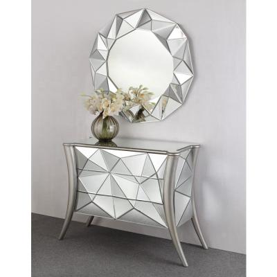 China Visonnaire Mirror Glossy Contemporary Hallway Foyer Silver Mirror Living Room Upholstered Decorative Mirror Wall Mirror for sale