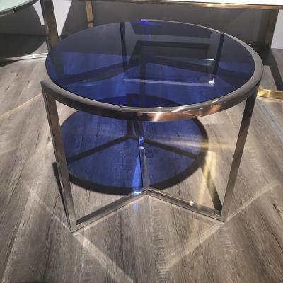 China Contemporary Modern Home Modern Home Side Table Luxury Hotel Furniture Gold Stainless Steel Gold Bling Bling Gold Visionary Glass Coffee Table for sale