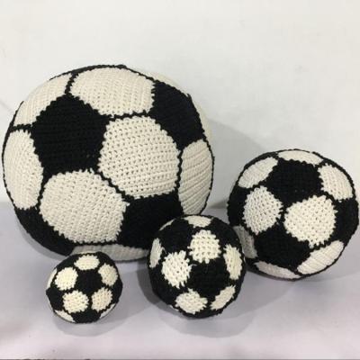 China Europe Baby Shower Gift Idea Hand Crochet Toy Football Soccer Soft Stuffed for sale