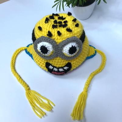 China Factory Direct Wholesale Character Hand Crochet Cute Minions Baby Kids Hat Kids Acrylic Armigurumi Skullcap for sale