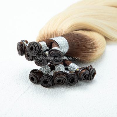 China European and American style customized 100% Natural Human Hair  Hand Tied Weft Virgin Hair Extension Super Thin Hand Tied Weft for sale