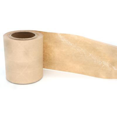 China Reinforced Cardboard Sealing Reinforced Eco Packing Self Wrap Reel Activated Paper Tape Kraft for sale