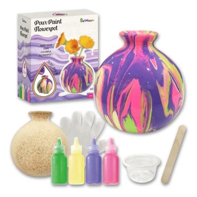 China DIY Acrylic Kids Open Activity DIY Flower Vase High Flow Acrylic Pouring Painting With Canvas Board for sale