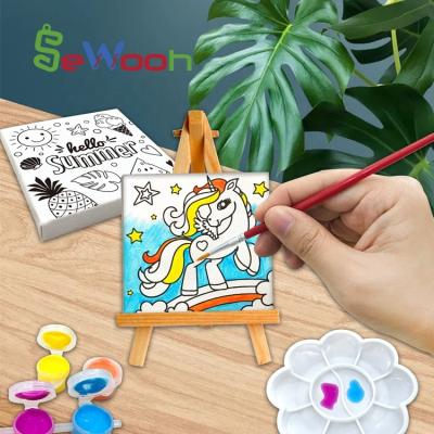 China SeWooh Kids Kids Girls DIY Mini Unicorn Painting Boys Girls and Kit Art Studio Printed Canvas Painting Drawing Board for Education Toy for sale