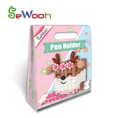 China Creative Children's Deer Pen Holder Educational DIY Assemble Wooden Toy Gift For Children for sale