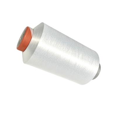 China Sustainable 100% POLYESTER low elasticity woven recycled yarn spinning DTY 100D/192F raw white semi dull for sale