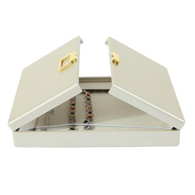 China Recycled Materials Customzied White Wooden Jewelry Case With PU Cover for sale