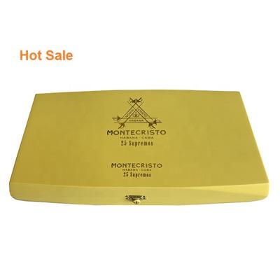 China Wholesale Custom Luxury Yellow Cigar Boxes Recycled ODM Matt Cuban Cedar Wooden Gift Packaging From Materials Factory OEM for sale