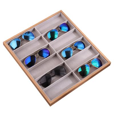 China Recycled Wood Materials Custom 12 Slots Eyewear Display Tray for sale