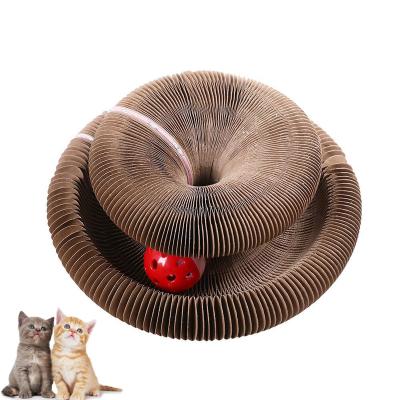 China Amazon Hot Sale Viable Scratcher Interactive Cat Toy Cat Claw Board Foldable Cat Organ Magic Scratch Board With Bell for sale