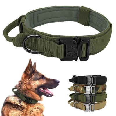 China High Quality Heavy Duty Metal Buckle Dog Collar TacticalTraining Dog Lead Leash Durable Stocked Nylon Collar for sale