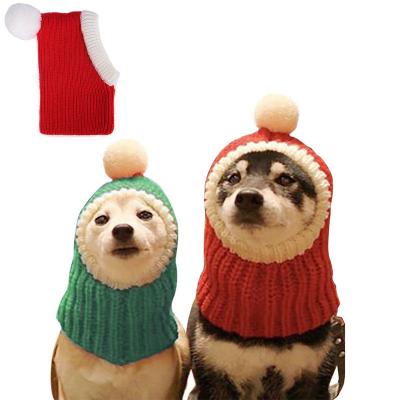 China New Warm Stocked Winter Christmas Pet Hat Christmas Knitted Pampers Winter Hat Pet Christmas Wool Hat for sale