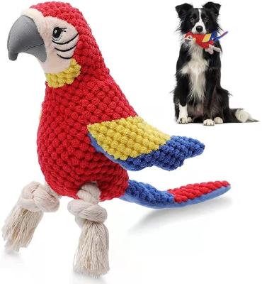 China Bird Shape Dog Plush Toys Stuffed Interactive Squeaky Stuffed Dog Toys Parrot With Rope Leg Dog Chew Toys for sale