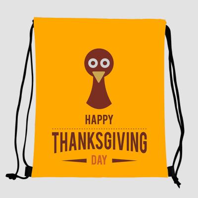 China Waterproof Custom Logo Polyester Thanksgiving Day Kids Sport Promotional String Drawstring Bag for sale