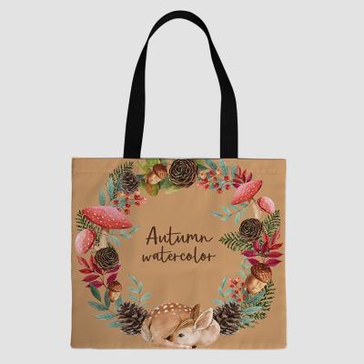 China Custom Fashion Lunch Cooler Insulated Design Pocket T-Shirt Shopping Cotton Canvas Bag Woman for sale