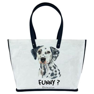 China 2021 fashion design personal custom print pet image FSC RPET sublimation kraft paper handbag tote bag for ladies for sale