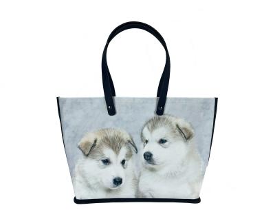 China Customized Cute Environmentally Friendly DIY Pet Picture FSC RPET Purses And Handbags Kraft Paper Bag for sale