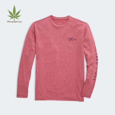 China Eco Breathable Natural Hemp T Shirt Cotton Hempprint Print Hempspring Organic Blend T-Shirt Long Sleeve T Shirt Men for sale