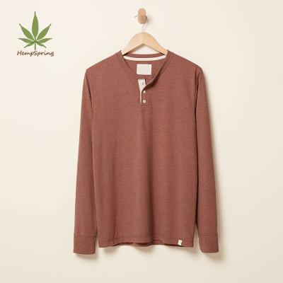 China Hempspring Men's Breathable Organic Hemp T-Shirt Long Sleeve Hemp Shirt Man T-shirt Solid Color Hemp Shirt for sale