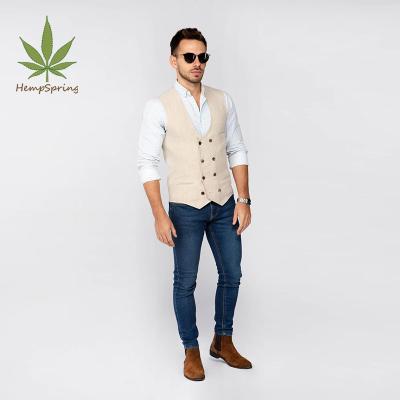 China QUICK DRY Hempspring Shape New Design Mens 100% Hemp Vest Natural Hemp Vest Man Vest Tank Top for sale