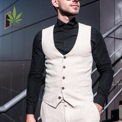 China New Men's Hempspring V-Shaped Hemp Vest Men's Casual Vest Men's Casual Vest 100% Upper Neck Vest Clothing QUICK DRY DESIGN for sale