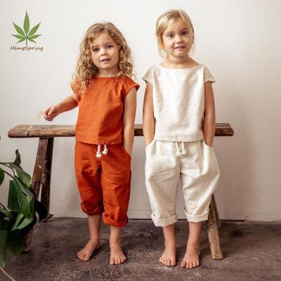 China Hemp Breathable Kids Boxy Tee In Baby T-shirt Hemp Burnt Orange Tee For Toddler Cotton Kids Organic T-shirt Hemp Crew Neck for sale