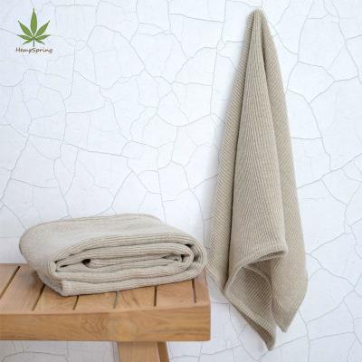 China Sustainable Organic Hemp Bath Towel Beach Towel Pure Hemp Knit Eco-friendly Honeycomb Ribbed Beach Towel for sale