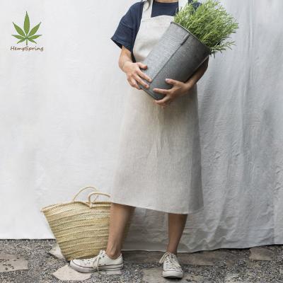 China Sustainable HempSpring Kitchen Apron Hemp Pocket Apron Cotton SANITARY Organic Flowerbeds Apron Bib for sale