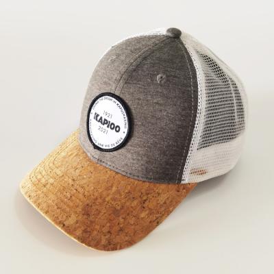 China High Quality Woven Spliced ​​Hats Gray Mesh Cork Trucker Hats Low Price Men's Costing Trucker Hats for sale