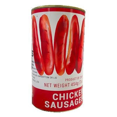 China No Colors Artificial Chicken Frank Halal Sausage Canned Canned Chicken Wholesale White Sausage In Brine for sale