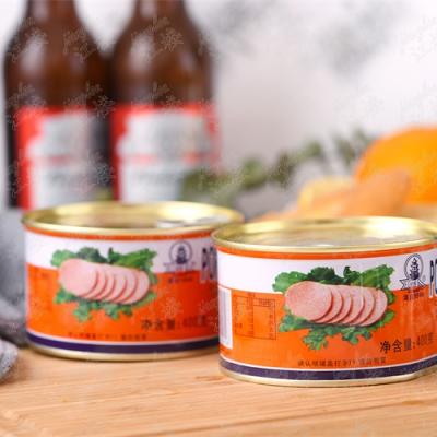 China Artificial Color Doesn't Salt Flavor Canned Meat Pork Lunch 400g Per Span High Quality Round Cans Long Storage for sale