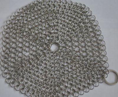 China 304 Stainless Steel Chainmail Scrubber Kitchen Cast Iron Hardware Cleaner 7 * 7 inch for sale