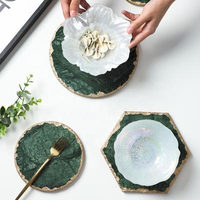 China Viable China Factory Custom Viable Marble Supply Hotel Square Marble Coasters Hexagon Marble Drink Coasters for sale