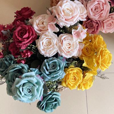 China Home 10 Hotel Home Decoration Senior Hotel Artificial Flowers Fall Rose Decor Mounted Flower For Wedding for sale