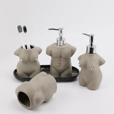 China Viable Art Ceramic Cup Human Body Hand Sanitizer Ceramic Milk Bottle Bathroom Supplies for sale