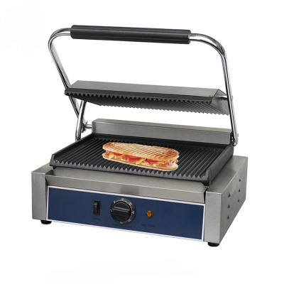 China Hotels Commercial Electric Top & Bottom Grooved Panini Sandwich Contact Grill CE Approved for sale