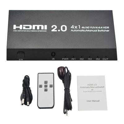 China 4 In 1 Out Hdmi Changer Hdmi Switcher 4k 3D ARC YUV 4:4:4 Infrared HDR EDID Remote Control With Optical TOSLINK SPDIF 138x 670x 21 mm for sale