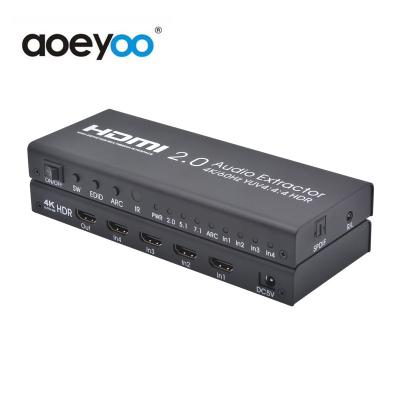 China 4x1 hdmi switch audio extractor 4 in 1 port ethernet 4 hdmi switcher 4k with ARC HDMI 2.0 L/R 21 mm stereo output EDID 138x 670x for sale