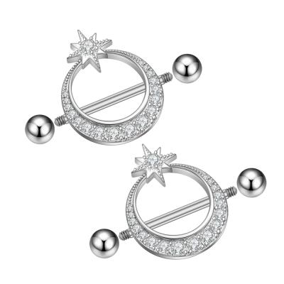 China 10Pair/Set New Design Cute Moon Holds Women Cute Rings Stars Nipple Rings High Quality Jewelry for sale