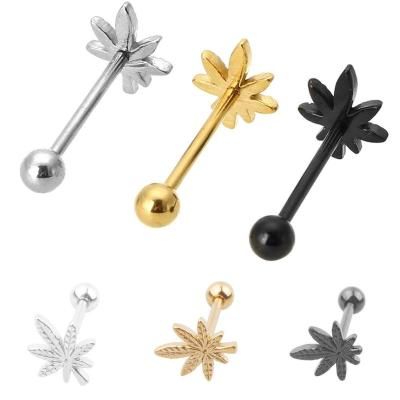 China FASHIONABLE Nose Ring Piercing Barbell Tunnel Body Jewely Leaf Tongue Nail Stainless Steel Navel Belly Lip Labret Bar Tongue 10Pcs/Set for sale